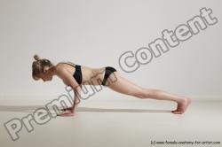 Underwear Gymnastic poses Woman White Moving poses Slim long blond Dynamic poses Academic