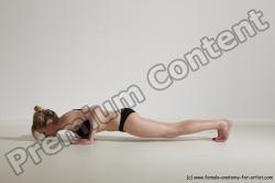 Underwear Gymnastic poses Woman White Moving poses Slim long blond Dynamic poses Academic