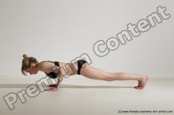 Underwear Gymnastic poses Woman White Moving poses Slim long blond Dynamic poses Academic