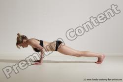 Underwear Gymnastic poses Woman White Moving poses Slim long blond Dynamic poses Academic