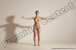 Nude Woman White Slim long brown Dancing Dynamic poses Pinup