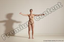 Nude Woman White Slim long brown Dancing Dynamic poses Pinup