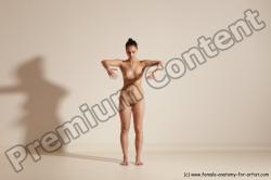 Nude Woman White Slim long brown Dancing Dynamic poses Pinup