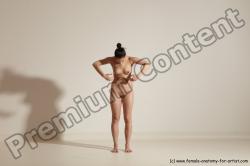 Nude Woman White Slim long brown Dancing Dynamic poses Pinup