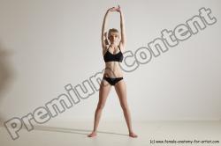 Underwear Gymnastic poses Woman White Moving poses Slim long blond Dynamic poses Academic