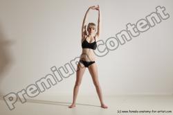 Underwear Gymnastic poses Woman White Moving poses Slim long blond Dynamic poses Academic