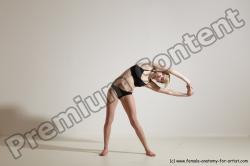 Underwear Gymnastic poses Woman White Moving poses Slim long blond Dynamic poses Academic