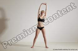 Underwear Gymnastic poses Woman White Moving poses Slim long blond Dynamic poses Academic