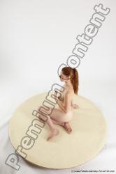 Nude Woman White Sitting poses - ALL Slim long red Sitting poses - simple Multi angle poses Pinup