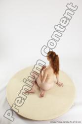 Nude Woman White Sitting poses - ALL Slim long red Sitting poses - simple Multi angle poses Pinup