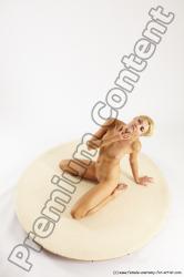 Nude Woman White Sitting poses - ALL Slim long blond Sitting poses - on knees Multi angle poses Pinup