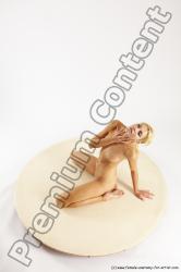 Nude Woman White Sitting poses - ALL Slim long blond Sitting poses - on knees Multi angle poses Pinup