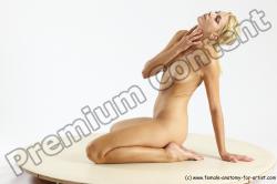 Nude Woman White Sitting poses - ALL Slim long blond Sitting poses - on knees Multi angle poses Pinup