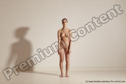 Nude Woman White Slim long brown Dancing Dynamic poses Pinup