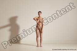 Nude Woman White Slim long brown Dancing Dynamic poses Pinup