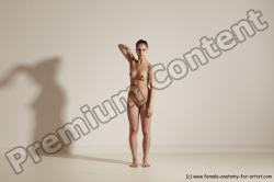 Nude Woman White Slim long brown Dancing Dynamic poses Pinup