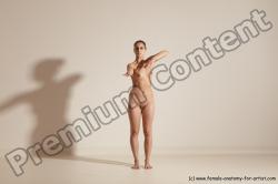 Nude Woman White Slim long brown Dancing Dynamic poses Pinup