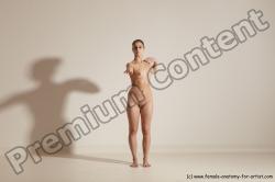 Nude Woman White Slim long brown Dancing Dynamic poses Pinup