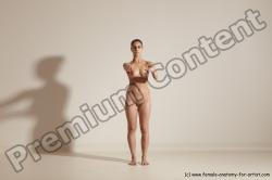 Nude Woman White Slim long brown Dancing Dynamic poses Pinup