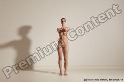 Nude Woman White Slim long brown Dancing Dynamic poses Pinup