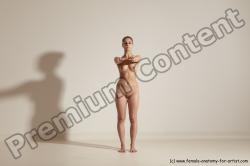 Nude Woman White Slim long brown Dancing Dynamic poses Pinup