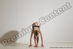 Underwear Gymnastic poses Woman White Moving poses Slim long blond Dynamic poses Academic