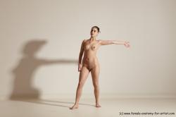 Nude Gymnastic poses Woman White Slim long brown Dancing Dynamic poses Pinup