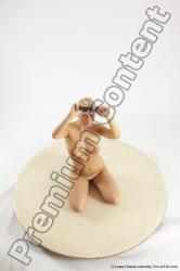 Nude Woman White Sitting poses - ALL Slim long blond Sitting poses - on knees Multi angle poses Pinup