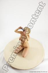 Nude Woman White Sitting poses - ALL Slim long blond Sitting poses - on knees Multi angle poses Pinup