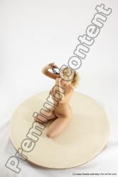 Nude Woman White Sitting poses - ALL Slim long blond Sitting poses - on knees Multi angle poses Pinup