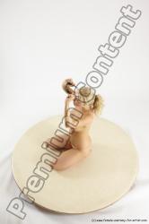 Nude Woman White Sitting poses - ALL Slim long blond Sitting poses - on knees Multi angle poses Pinup