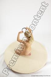 Nude Woman White Sitting poses - ALL Slim long blond Sitting poses - on knees Multi angle poses Pinup