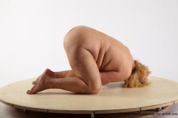 Nude Woman White Kneeling poses - ALL Overweight Kneeling poses - on both knees medium blond Pinup