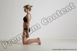 Underwear Gymnastic poses Woman White Slim long blond Dancing Dynamic poses Academic