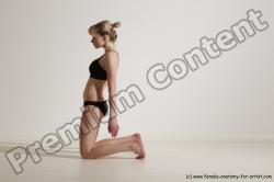 Underwear Gymnastic poses Woman White Slim long blond Dancing Dynamic poses Academic