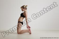 Underwear Gymnastic poses Woman White Slim long blond Dancing Dynamic poses Academic