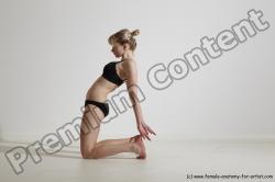 Underwear Gymnastic poses Woman White Slim long blond Dancing Dynamic poses Academic