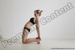 Underwear Gymnastic poses Woman White Slim long blond Dancing Dynamic poses Academic