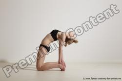 Underwear Gymnastic poses Woman White Slim long blond Dancing Dynamic poses Academic