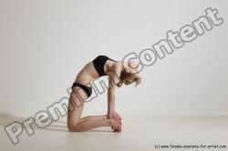 Underwear Gymnastic poses Woman White Slim long blond Dancing Dynamic poses Academic