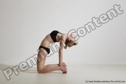 Underwear Gymnastic poses Woman White Slim long blond Dancing Dynamic poses Academic