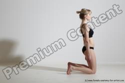 Underwear Gymnastic poses Woman White Slim long blond Dancing Dynamic poses Academic