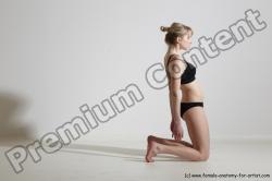 Underwear Gymnastic poses Woman White Slim long blond Dancing Dynamic poses Academic