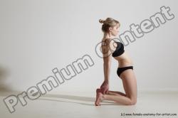 Underwear Gymnastic poses Woman White Slim long blond Dancing Dynamic poses Academic