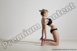 Underwear Gymnastic poses Woman White Slim long blond Dancing Dynamic poses Academic