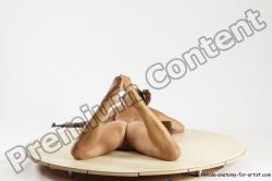 Nude Woman White Laying poses - ALL Slim Laying poses - on stomach Fighting with rifle long colored Multi angle poses Pinup