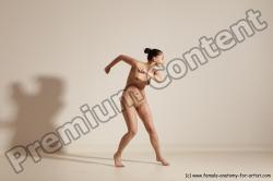 Nude Woman White Slim long black Dancing Dynamic poses Pinup