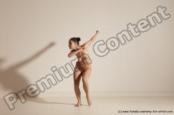 Nude Woman White Slim long black Dancing Dynamic poses Pinup