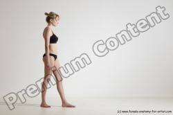 Underwear Gymnastic poses Woman White Moving poses Slim long blond Dynamic poses Academic