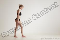 Underwear Gymnastic poses Woman White Moving poses Slim long blond Dynamic poses Academic